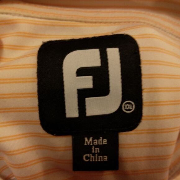 FootJoy FJ golf polo shirt mens 2XL XXL peach stripe performance short sleeve - Picture 8 of 10